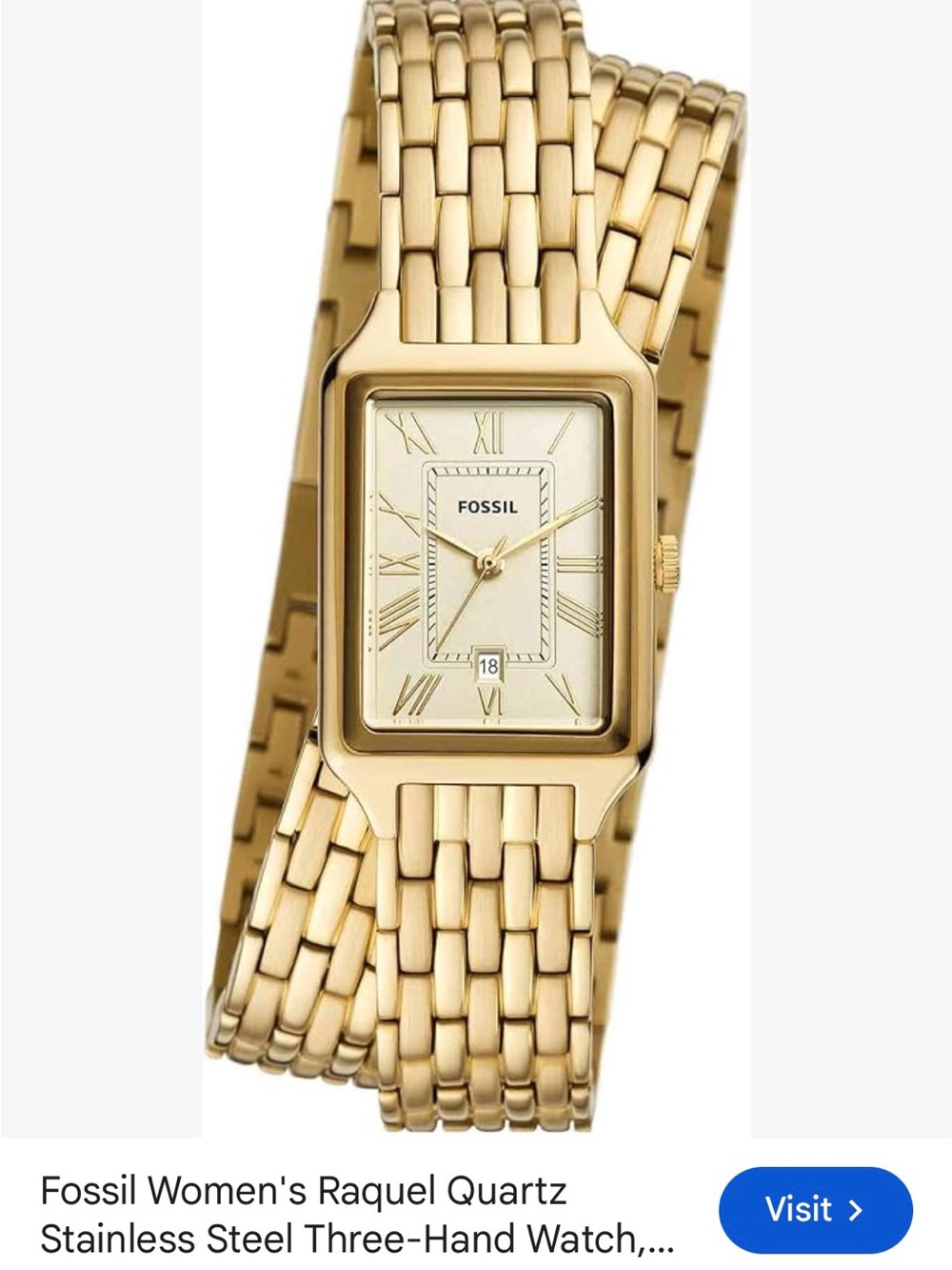 Fossil womens Raquel quartz stainless steel double wrap watch